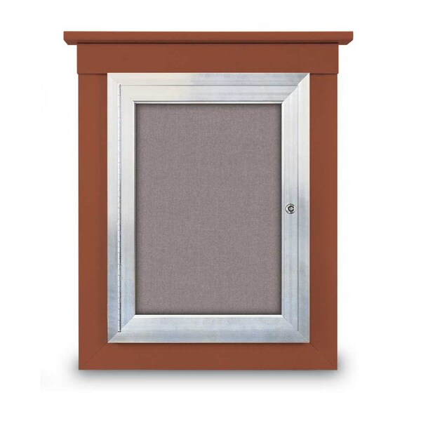 72"x48" 3-Door Enclosed Letterboard, Grey Felt/Walnut